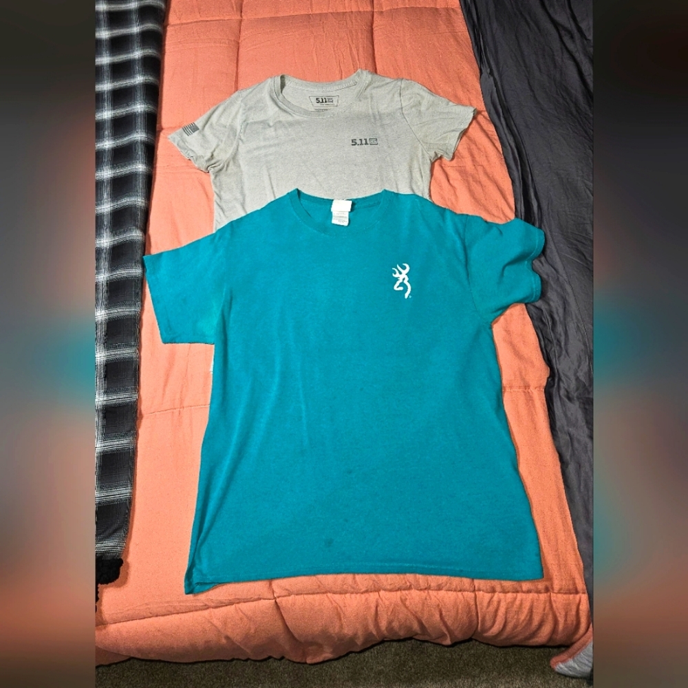 Browning Teal & 5.11 Performance Grey Short Sleeve T-shirts. Tote 6
